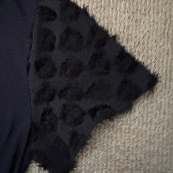 Ann Taylor LOFT petal sleeve tie-waist dress - women's small navy - Picture 3 of 4